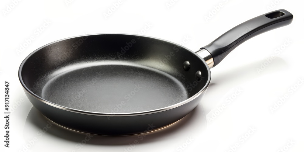 Black Frying Pan with Silver Rim and Black Handle, isolated on white background, cooking, kitchenware, frying pan , pan Black Frying Pan with Silver Rim and Black Handle, isolated on white background, cooking, kitchenware, frying pan , pan