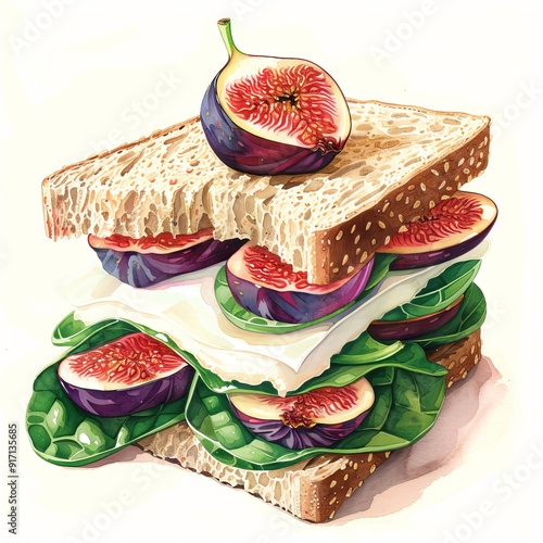 sandwich with fig illustration yummy photo