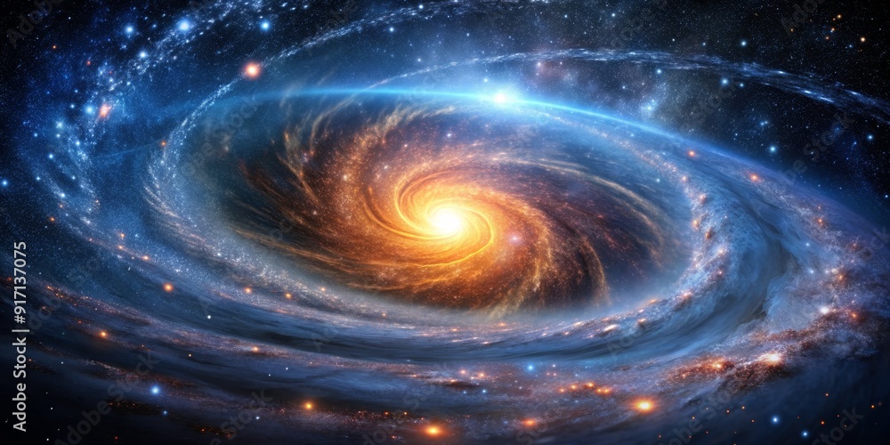 Cosmic Spiral Galaxy - Digital Art, Blue and Orange Nebula, Starry Night, Space Exploration, Galaxy, Nebula, Astronomy Cosmic Spiral Galaxy - Digital Art, Blue and Orange Nebula, Starry Night, Space Exploration, Galaxy, Nebula, Astronomy