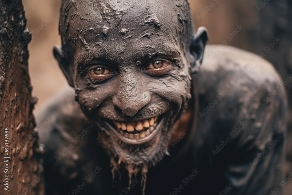 A homeless man sits amidst mud and filth, A lone figure amidst a sea of muddy despair. A homeless man sits amidst mud and filth, A lone figure amidst a sea of muddy despair.