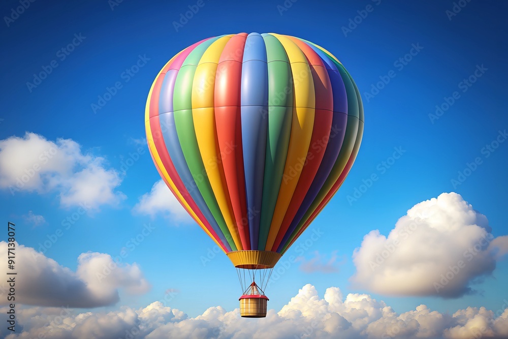 Fototapeta premium 3d rendered colorful flying hot air balloon over sky