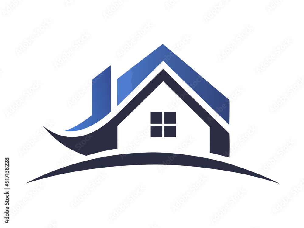 Modern Real Estate Logo Design with Sleek House or Building Silhouette Modern Real Estate Logo Design with Sleek House or Building Silhouette