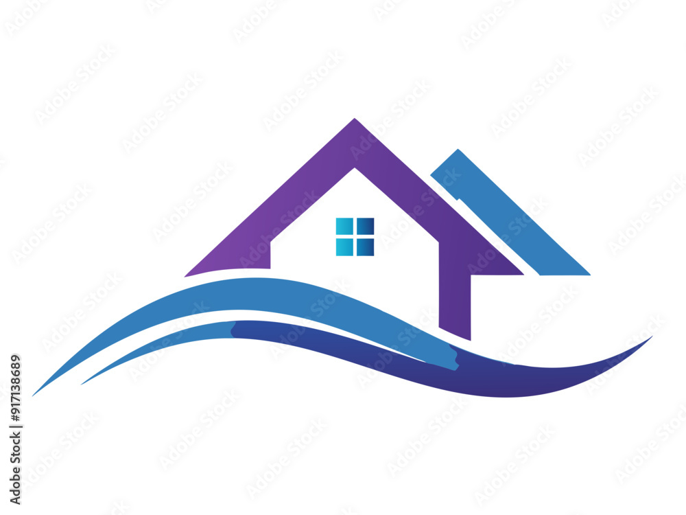Modern Real Estate Logo Design with Sleek House or Building Silhouette Modern Real Estate Logo Design with Sleek House or Building Silhouette