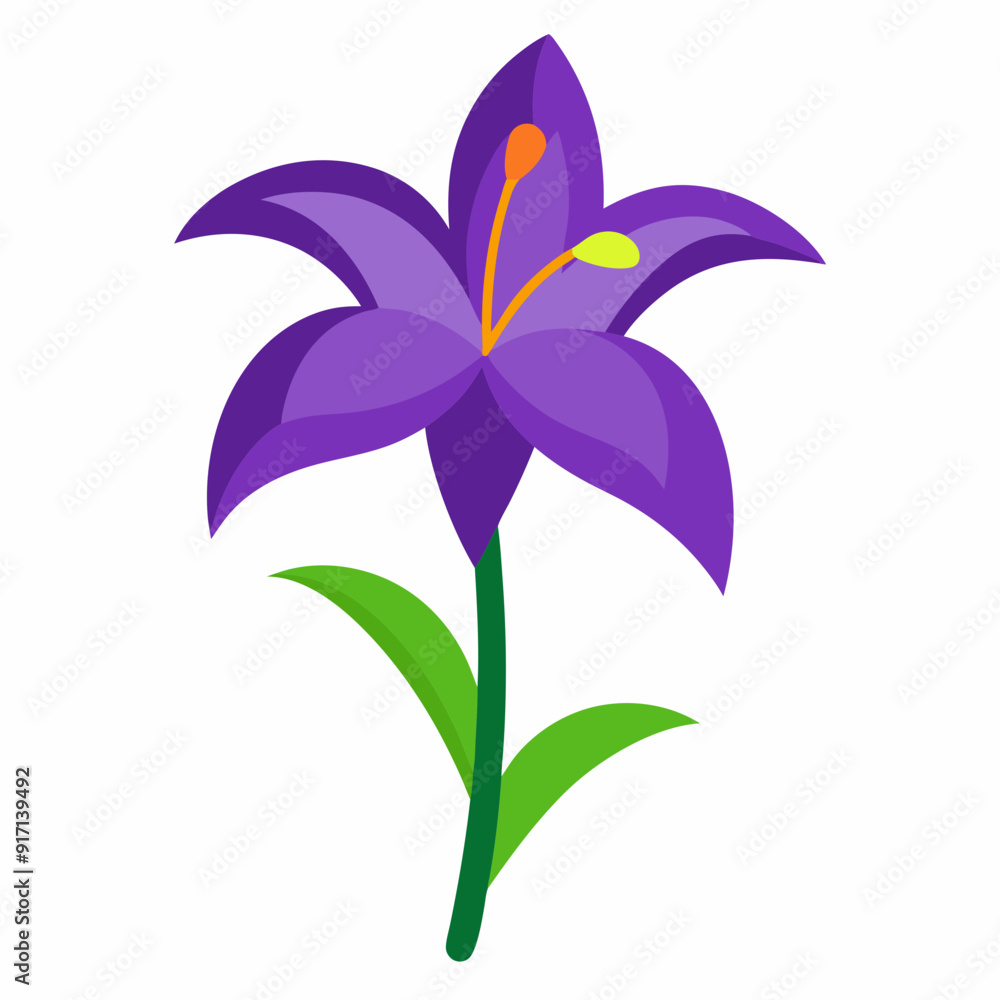 single purple lily with slender green stems single purple lily with slender green stems