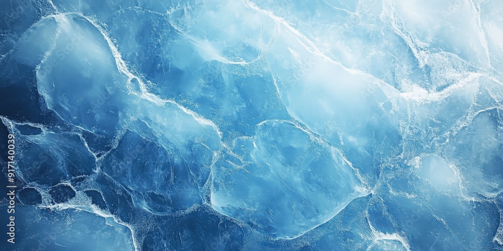 Obraz premium Abstract Blue Ice Texture,Beautiful winter natural blue ice texture of surface of frozen. Nature abstract pattern of white cracks. Winter seasonal background, mock up, flat lay, ice texture background