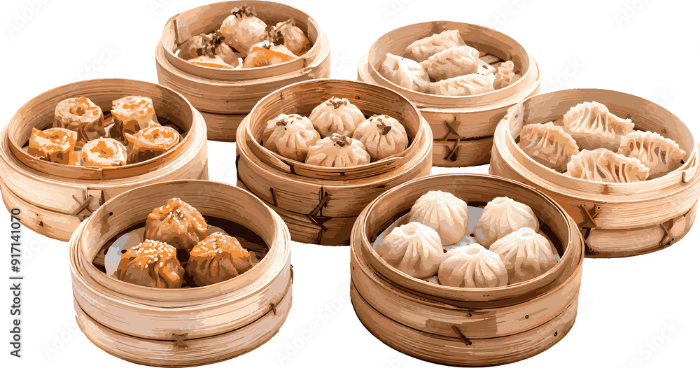 Isolated Dumpling Dimsum Collection Isolated Dumpling Dimsum Collection