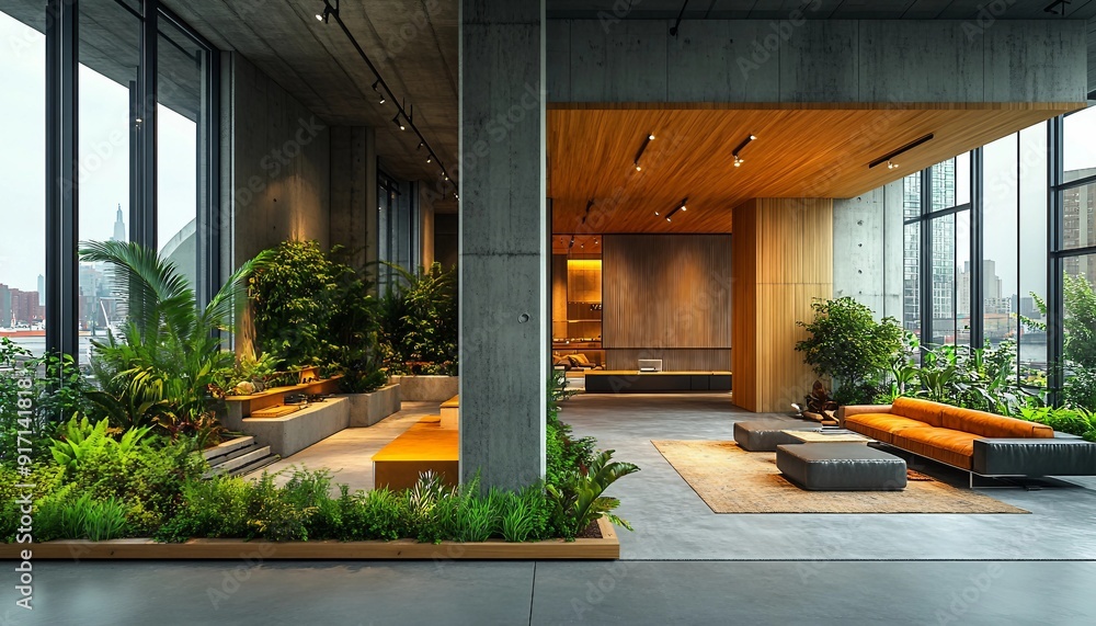 Sustainable Concrete Office Design: Eco-Friendly Materials and Green Features in an Urban Setting, office space where concrete is paired Sustainable Concrete Office Design: Eco-Friendly Materials and Green Features in an Urban Setting, office space where concrete is paired
