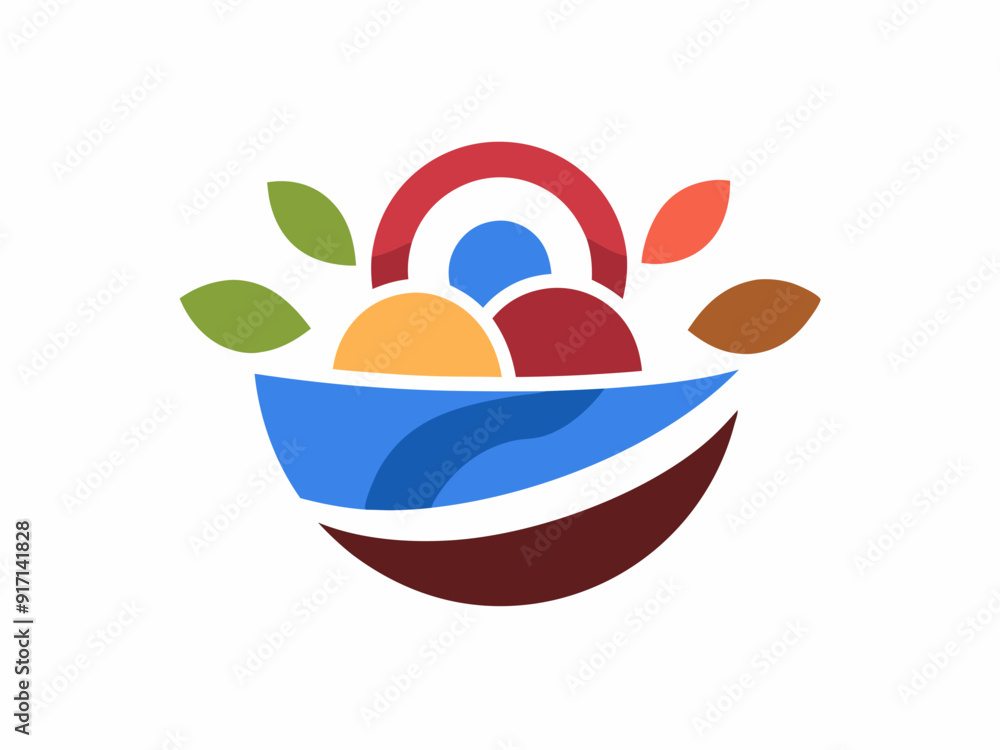 Bright and Bold Food Logo Featuring a Stylized Bowl with Colorful Ingredients Bright and Bold Food Logo Featuring a Stylized Bowl with Colorful Ingredients