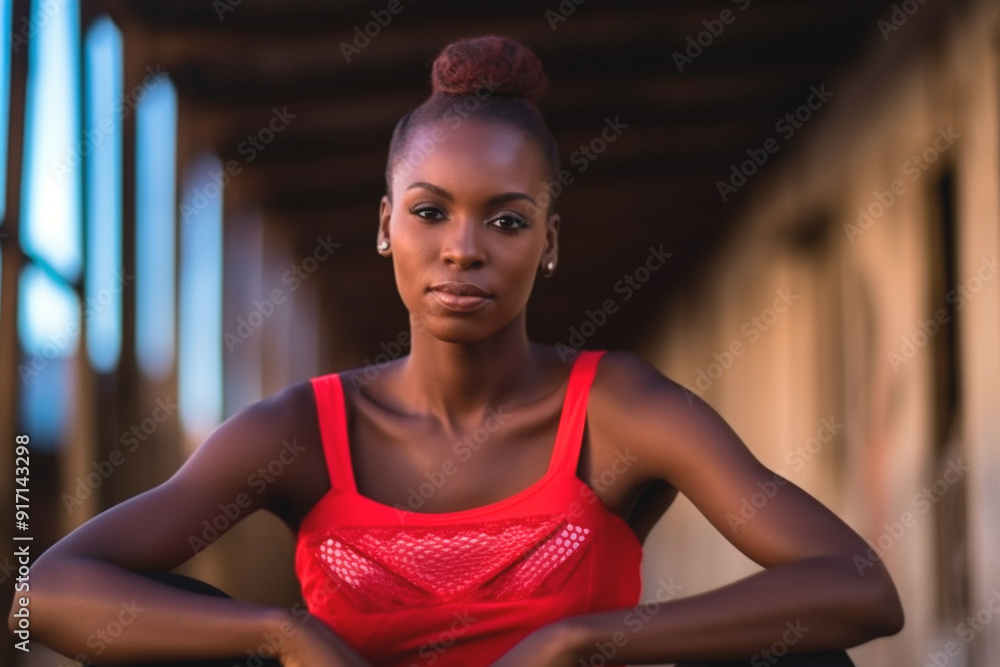 Red-themed clothing on woman, marking support. Everyone fighting HIV - World AIDS Day. Red-themed clothing on woman, marking support. Everyone fighting HIV - World AIDS Day.