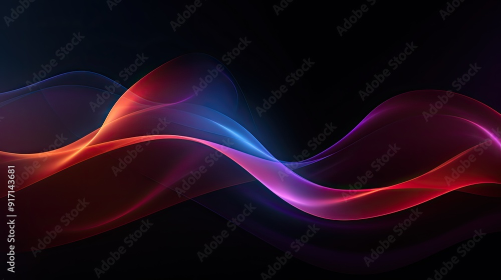 Naklejka premium Dark abstract curve and wavy background with gradient and color, Glowing waves in a dark background