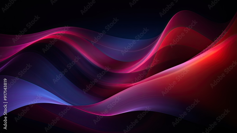 Obraz premium Dark abstract curve and wavy background with gradient and color, Glowing waves in a dark background