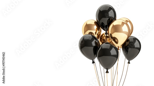 Gold and black party balloons, PNG, no background, transparent background