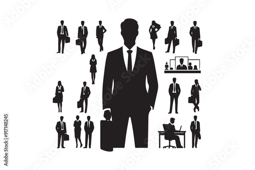 corporate business man silhouette vector