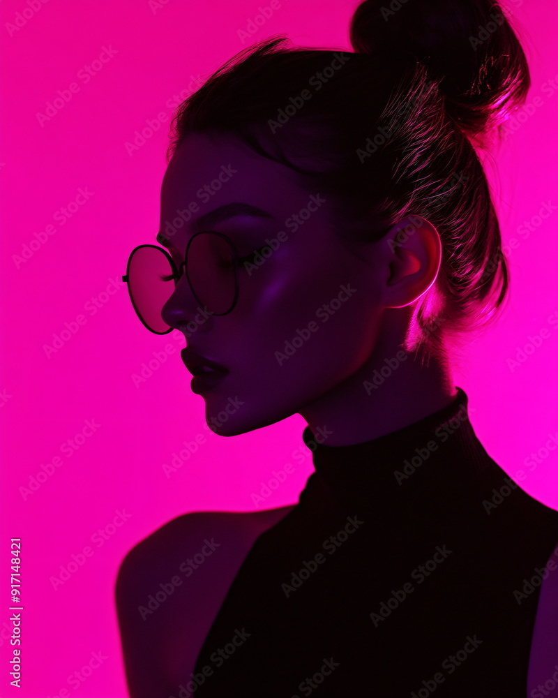 shiluette of the face of a woman against purple background in erotic mood shiluette of the face of a woman against purple background in erotic mood