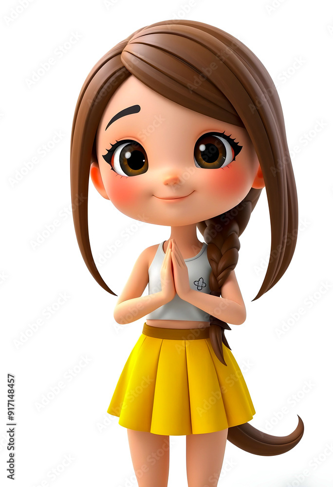3D Animated Character Expressing Gratitude with a Friendly Smile 3D Animated Character Expressing Gratitude with a Friendly Smile