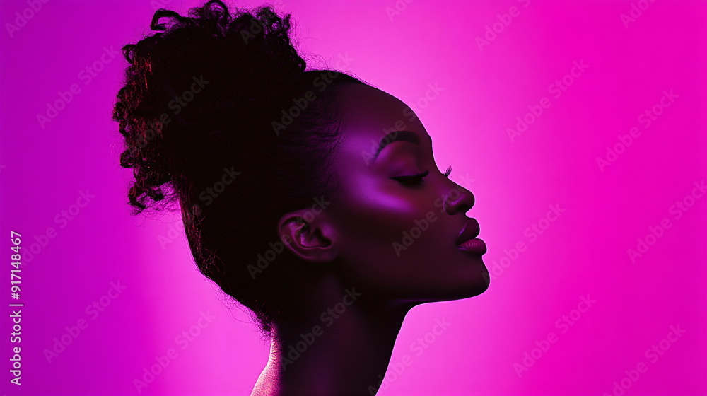shiluette of the face of a woman against purple background in erotic mood shiluette of the face of a woman against purple background in erotic mood