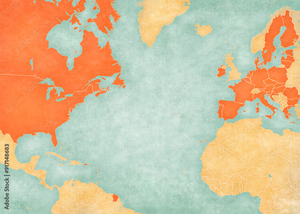Map of North Atlantic Ocean - USA, EU and Canada Map of North Atlantic Ocean - USA, EU and Canada