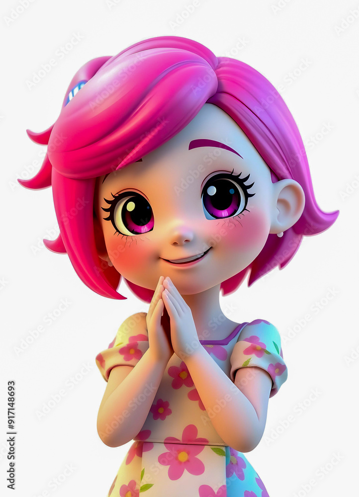 3D Animated Character Expressing Gratitude with a Friendly Smile 3D Animated Character Expressing Gratitude with a Friendly Smile