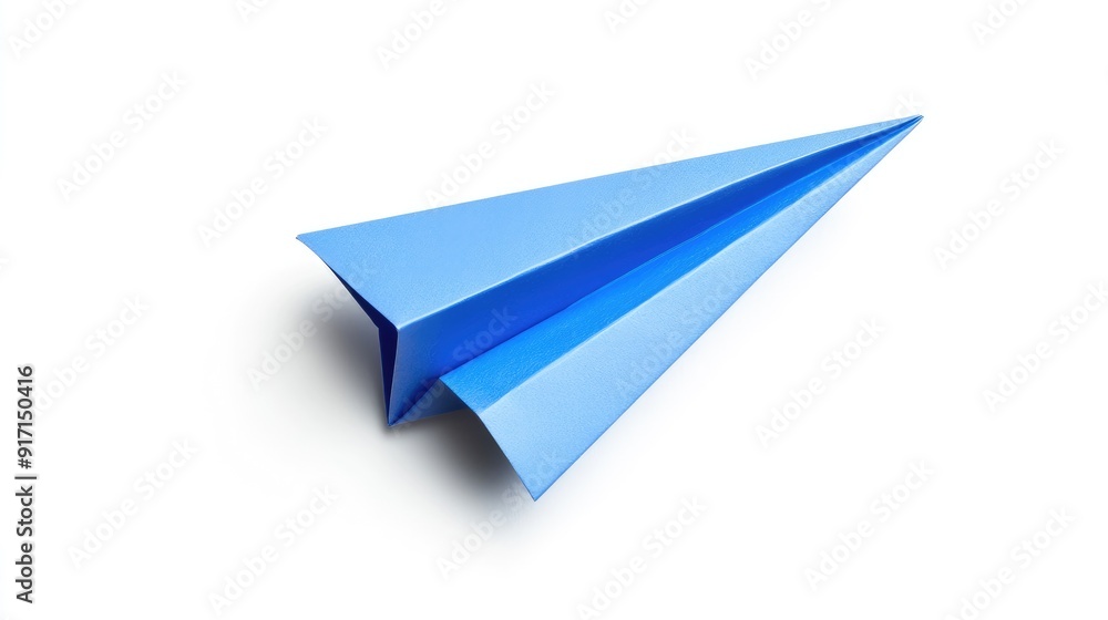 A blue paper plane flying over a white background, symbolizing business strategy, innovation, and the pursuit of success with space for copy. A blue paper plane flying over a white background, symbolizing business strategy, innovation, and the pursuit of success with space for copy.
