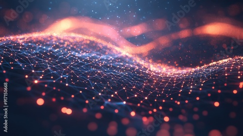 Abstract background with modern digital elements and glowing network connections