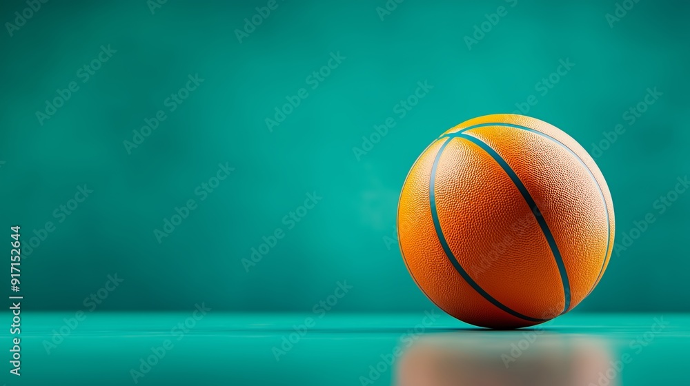 A basketball is sitting on a green surface. The ball is orange and has a black stripe. The image has a calm and peaceful mood, as the ball is not in motion and is simply sitting on the surface A basketball is sitting on a green surface. The ball is orange and has a black stripe. The image has a calm and peaceful mood, as the ball is not in motion and is simply sitting on the surface
