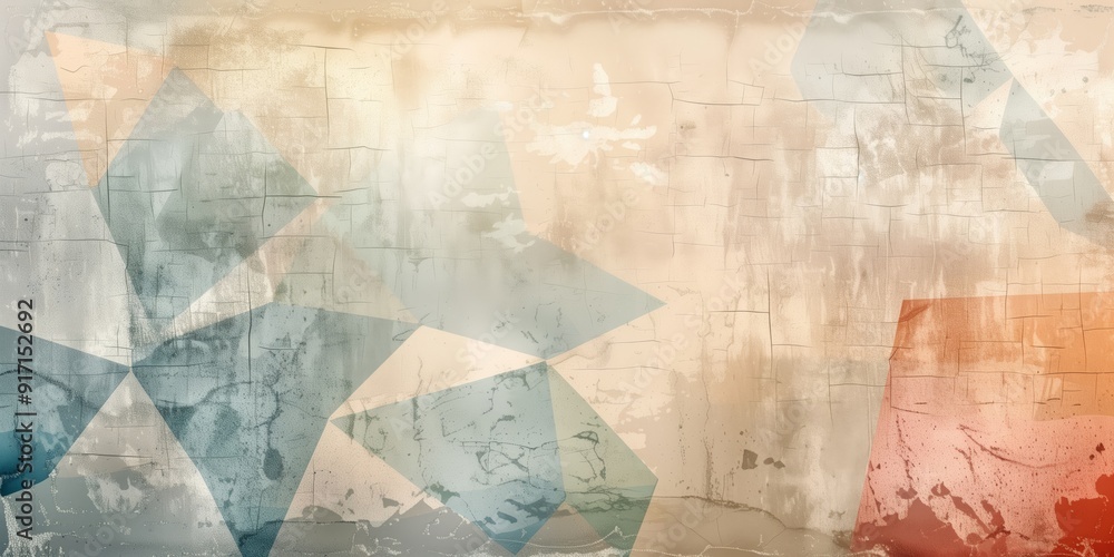 Fototapeta premium Abstract background with cracks and geometric beige shades.