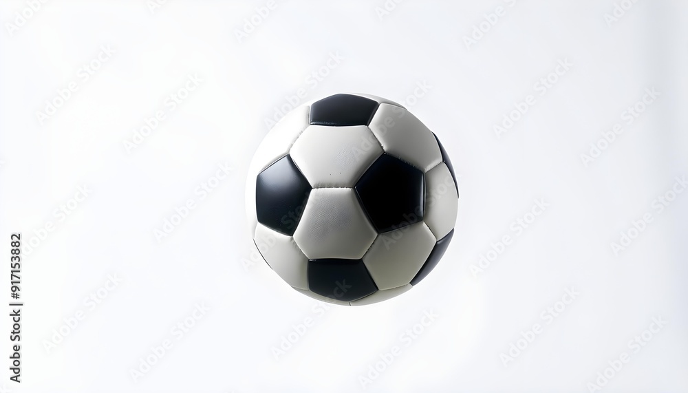 Fototapeta premium A black and white soccer ball on a plain white background