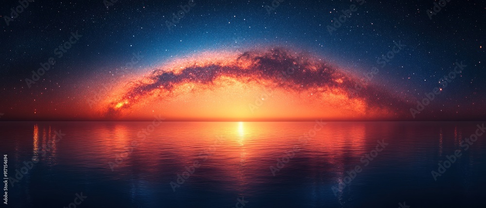 Starry Sky Reflected in Calm Ocean Waters Starry Sky Reflected in Calm Ocean Waters