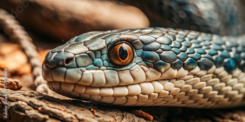 Blue viper snake closeup face