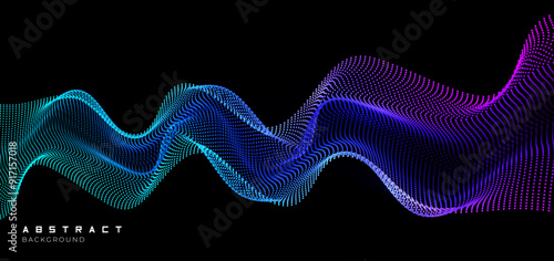 Flowing dot background design with moving particle effect. 