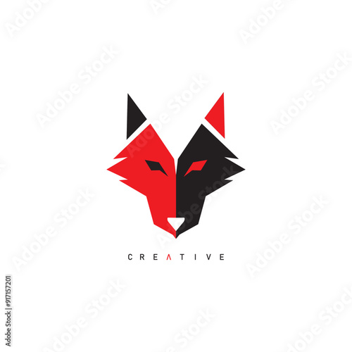 illustration of a red and black wolf