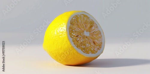 Vibrant Yellow Lemon Close-up. Freshness and Citrus Fruits Concept photo