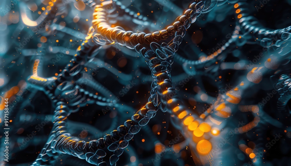 Abstract visualization of molecular structures with glowing elements and intricate patterns, showcasing a futuristic scientific concept. Abstract visualization of molecular structures with glowing elements and intricate patterns, showcasing a futuristic scientific concept.