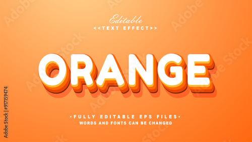 editable 3d orange text effect.typhography logo