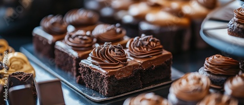 Close-Up of Chocolate Cakes with Swirled Frosting