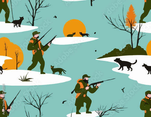 Hunters lokking for prey. Vector caricature. Hunters losers. Comic hunters