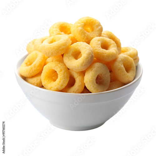 Bowl of cheerios cereal corn rings