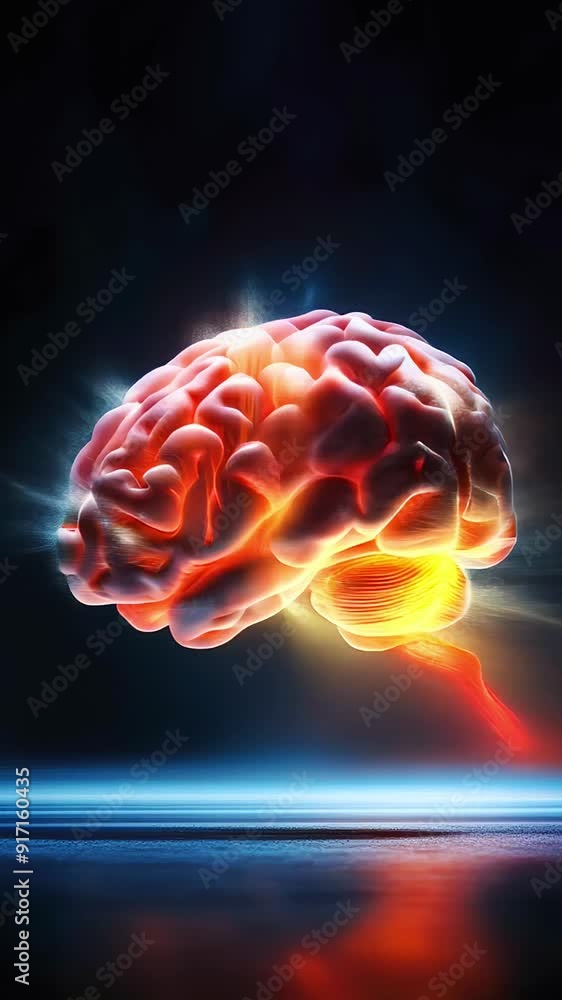 Human Brain with Neural Network Visualization on Dark Background Human Brain with Neural Network Visualization on Dark Background