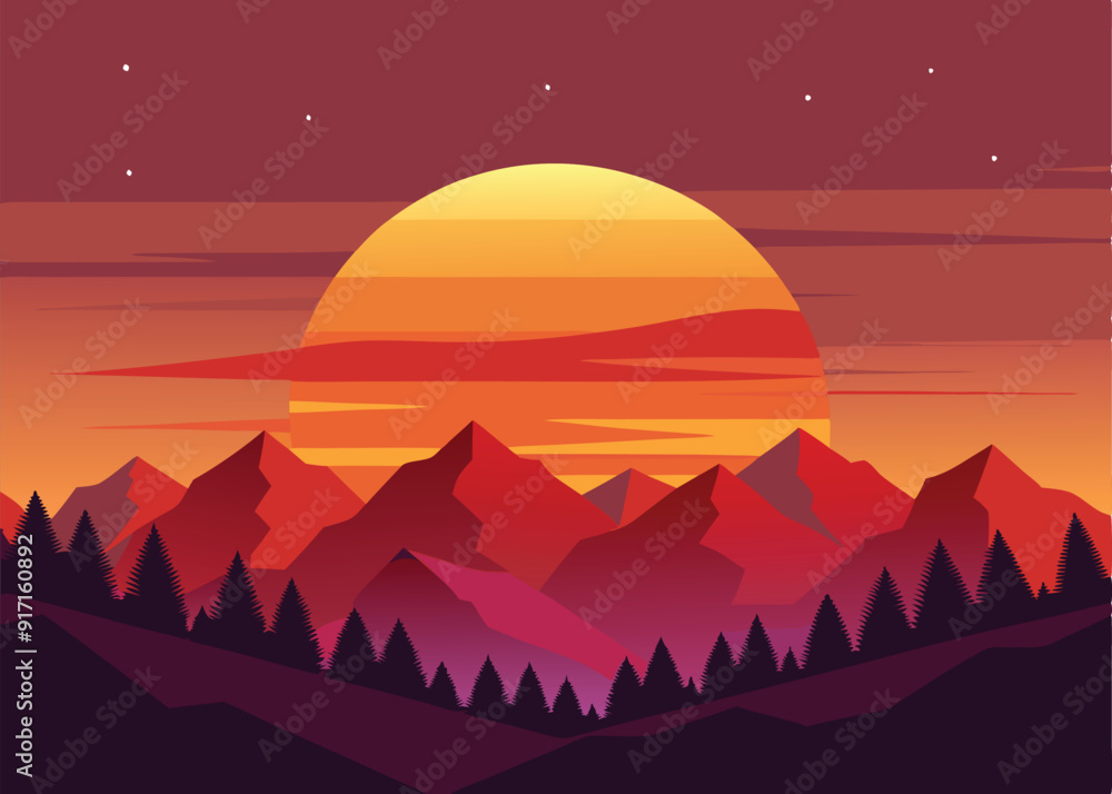 Fototapeta premium sunset over mountains background 