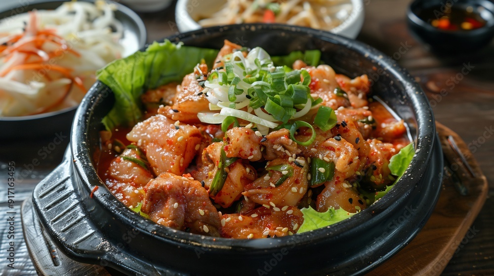 Spicy Chicken Stir-fry with Sesame Seeds and Green Onions Spicy Chicken Stir-fry with Sesame Seeds and Green Onions