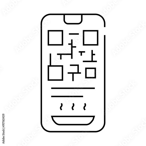 qr code to receive food in canteen line icon vector. qr code to receive food in canteen sign. isolated contour symbol black illustration