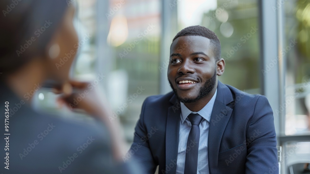 Candidate dressed in business attire during a face-to-face interview. Candidate dressed in business attire during a face-to-face interview.
