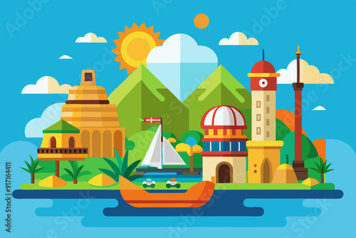 tourism Background Flat design vector illustration