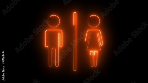 lowing Blue Restroom Symbol, Neon Male and Female Icons, Futuristic Bathroom Signage, Modern Neon Gender Sign, Luminous Toilet Icon, Blue Neon Bathroom Sign