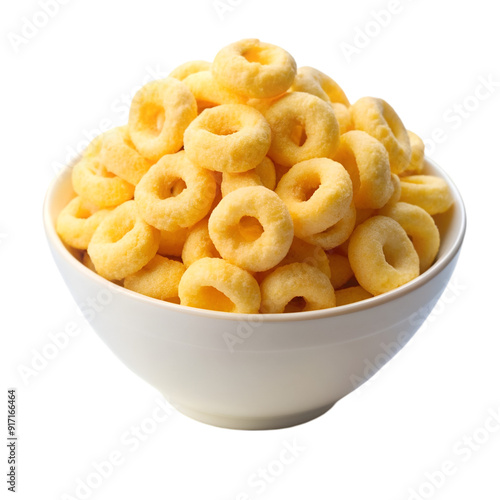 Bowl of cheerios cereal corn rings