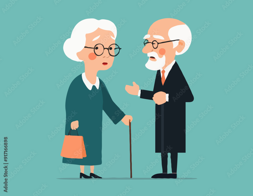 Elder couple. Old lady scolds grandfather. Family dispute
Elder couple. Old lady scolds grandfather. Family dispute