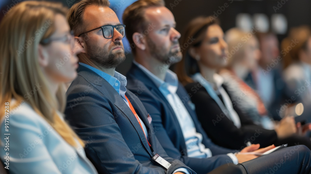 Focused business professionals discussing trends at a seminar Focused business professionals discussing trends at a seminar