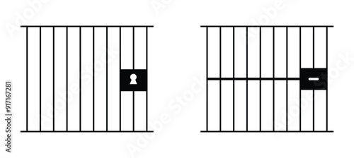 Jail icon vector isolated on white background, logo concept of Jail sign on transparent background, black filled symbol
