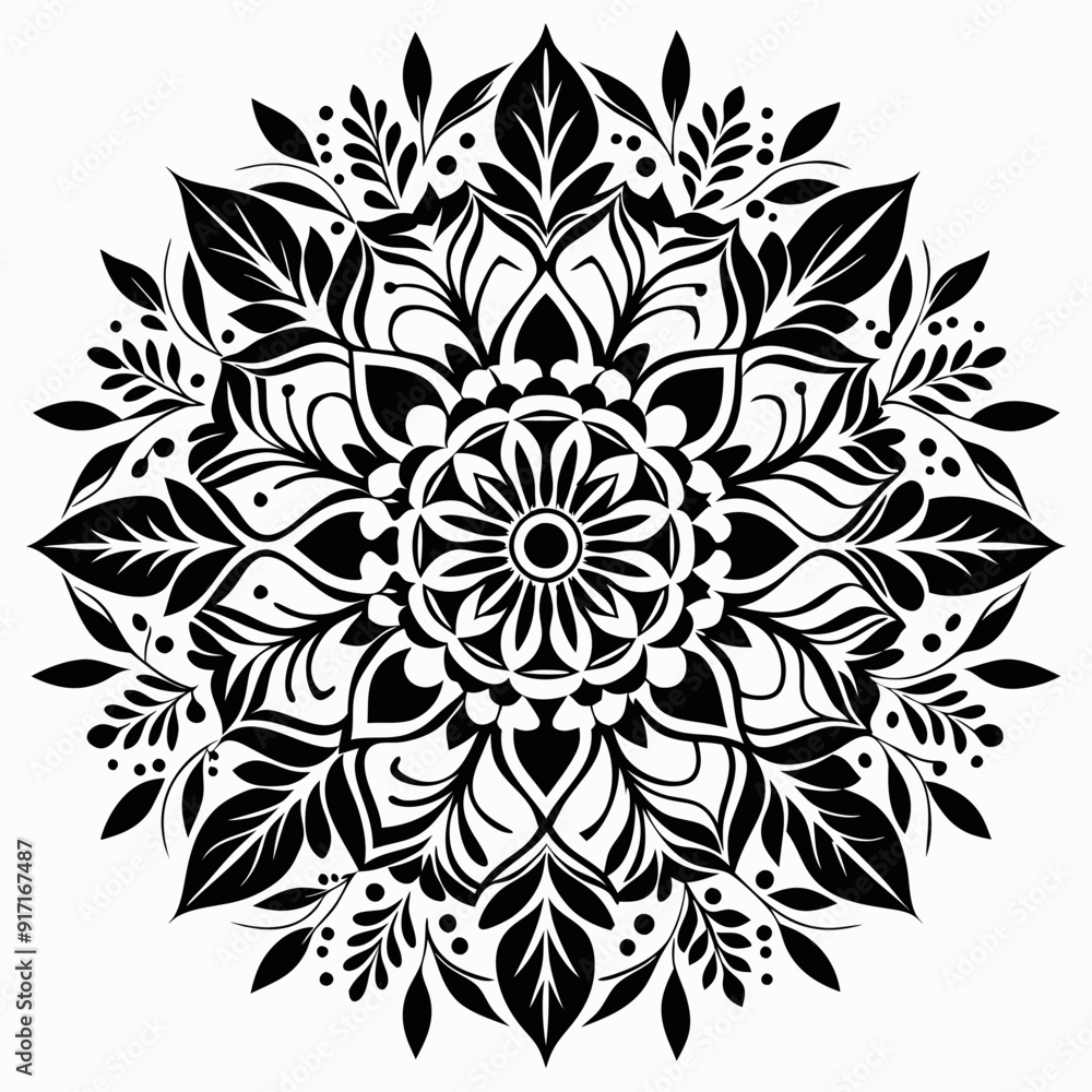 Floral Mandala Stencil Template Vector Silhouette Floral Mandala Stencil Template Vector Silhouette