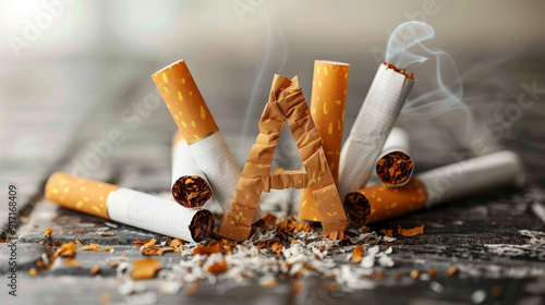 Quit smoking for your health and well-being. Refrain from smoking and protect yourself from harmful diseases like lung cancer and emphysema caused by nicotine and other harmful substances in tobacco. photo